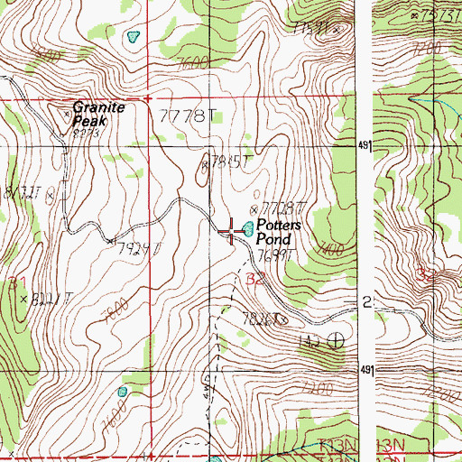 Topographic Map of Potters Pond, ID