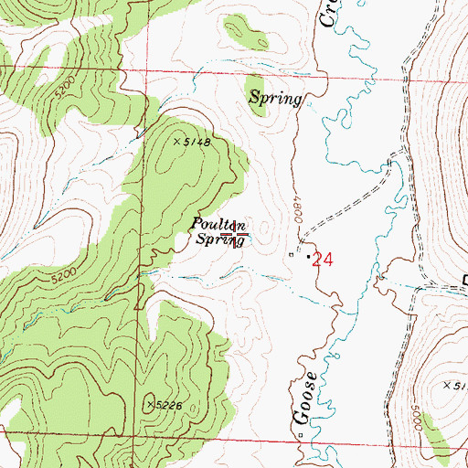 Topographic Map of Poulton Spring, ID