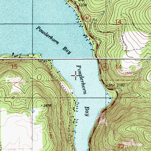 Topographic Map of Powderhorn Bay, ID