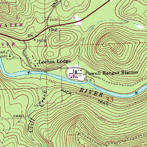 Topographic Map of Powell Ranger Station, ID