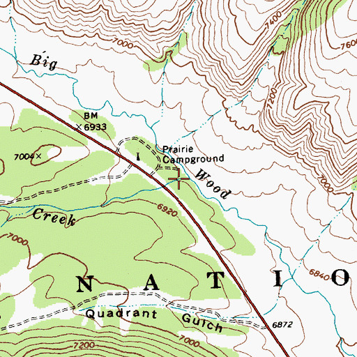 Topographic Map of Prairie Creek, ID