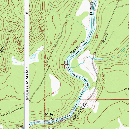 Topographic Map of Prater Creek, ID