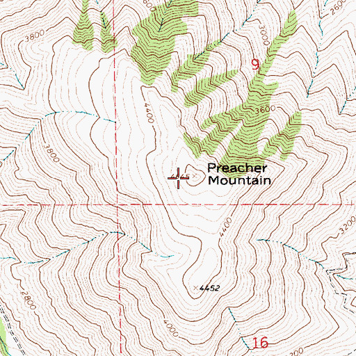 Topographic Map of Preacher Mountain, ID