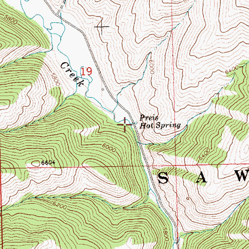 Topographic Map of Preis Hot Spring, ID