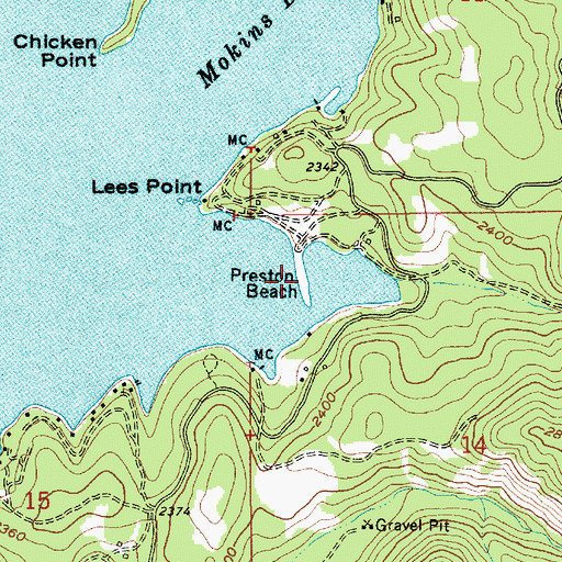 Topographic Map of Preston Beach, ID