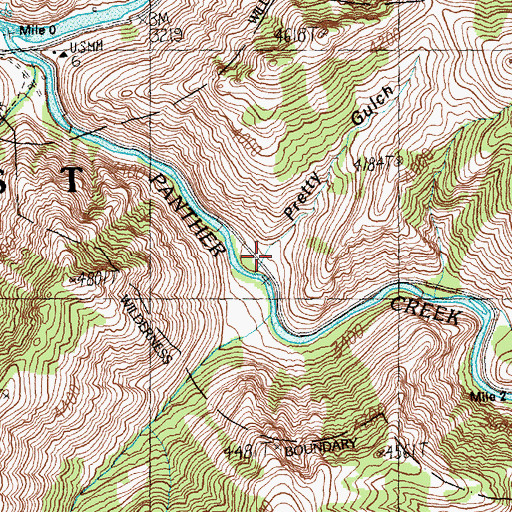 Topographic Map of Pretty Gulch, ID