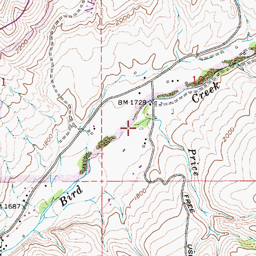 Topographic Map of Price Creek, ID