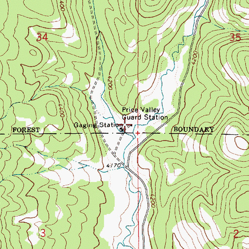 Topographic Map of Price Valley Guard Station, ID