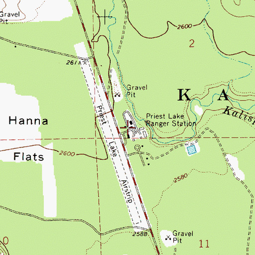 Topographic Map of Priest Lake Ranger Station, ID