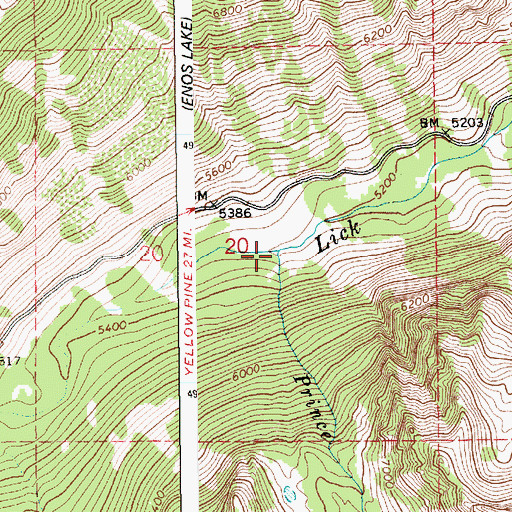 Topographic Map of Prince Creek, ID