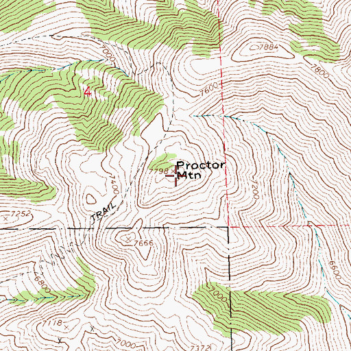 Topographic Map of Proctor Mountain, ID