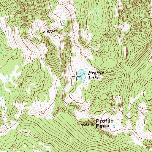 Topographic Map of Profile Lake, ID