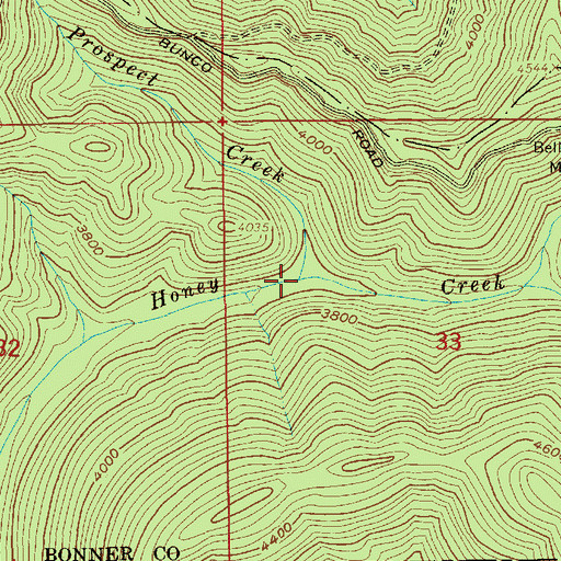Topographic Map of Prospect Creek, ID
