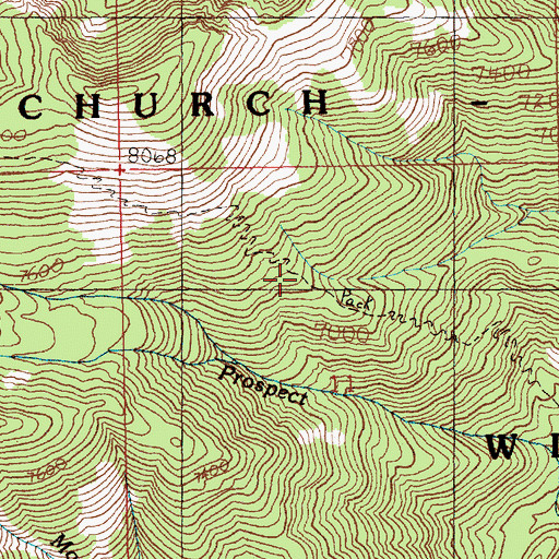 Topographic Map of Prospect Creek Trail, ID