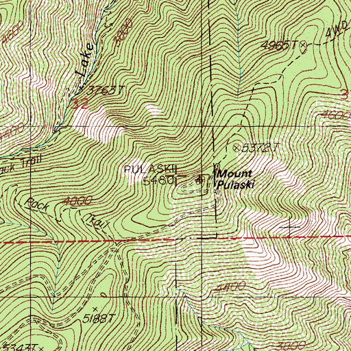 Topographic Map of Mount Pulaski, ID