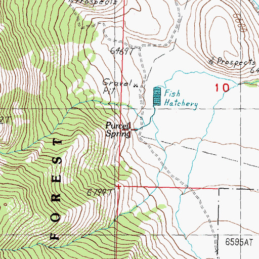 Topographic Map of Purcell Spring, ID