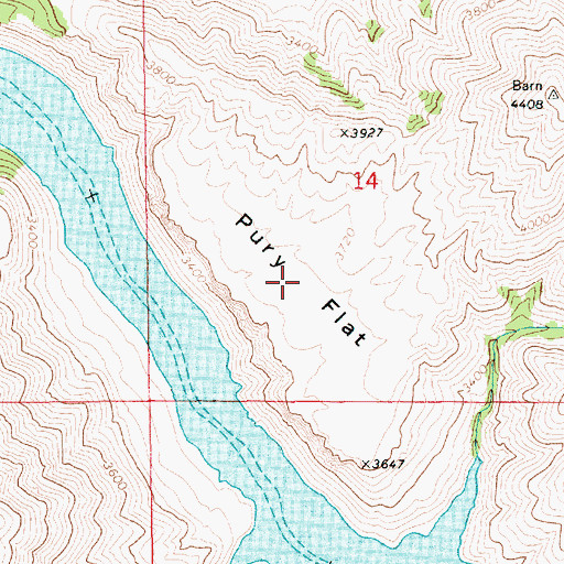 Topographic Map of Pury Flat, ID