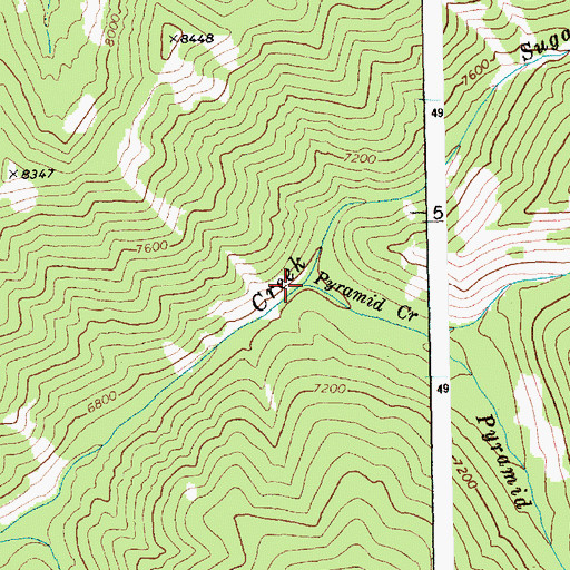 Topographic Map of Pyramid Creek, ID