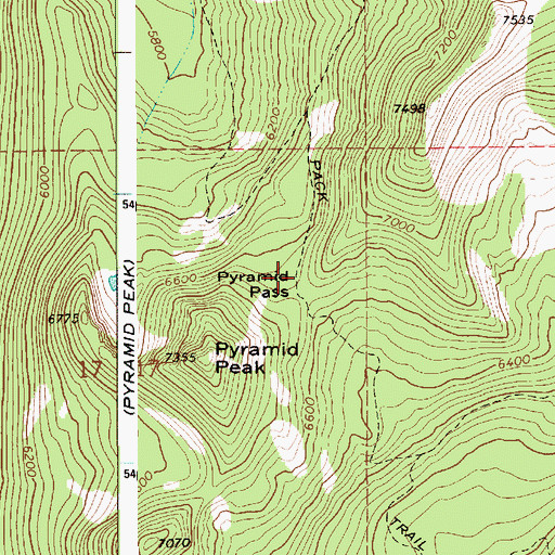 Topographic Map of Pyramid Pass, ID