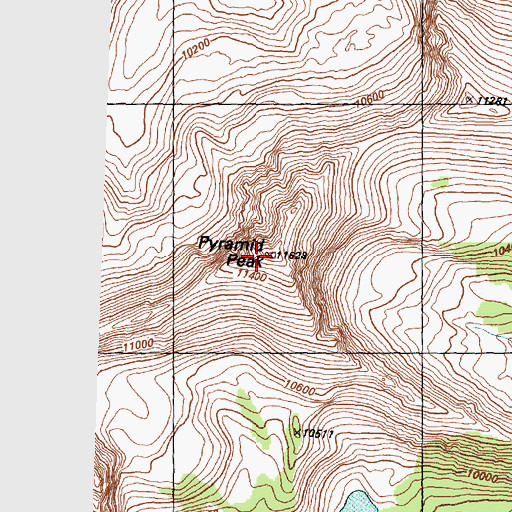 Topographic Map of Pyramid Peak, ID