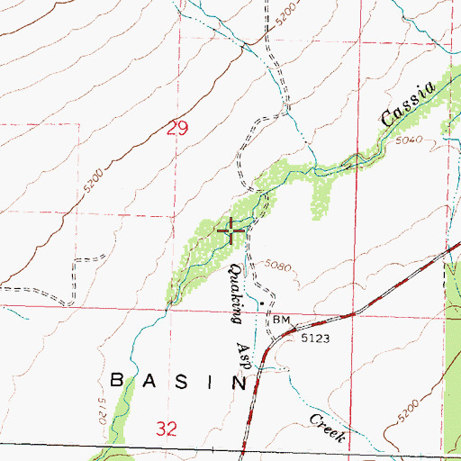 Topographic Map of Quaking Asp Creek, ID