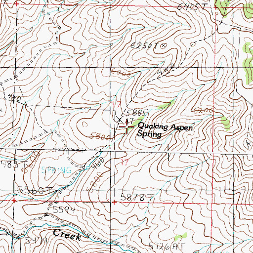 Topographic Map of Quaking Aspen Spring, ID