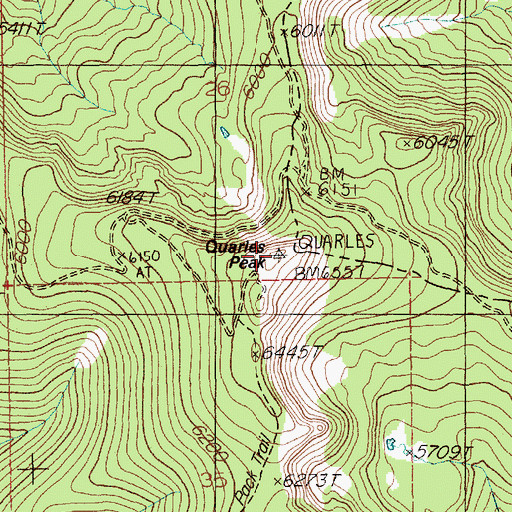Topographic Map of Quarles Peak, ID