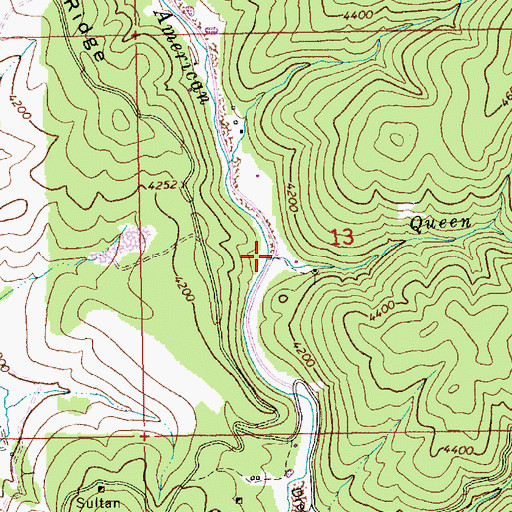 Topographic Map of Queen Creek, ID
