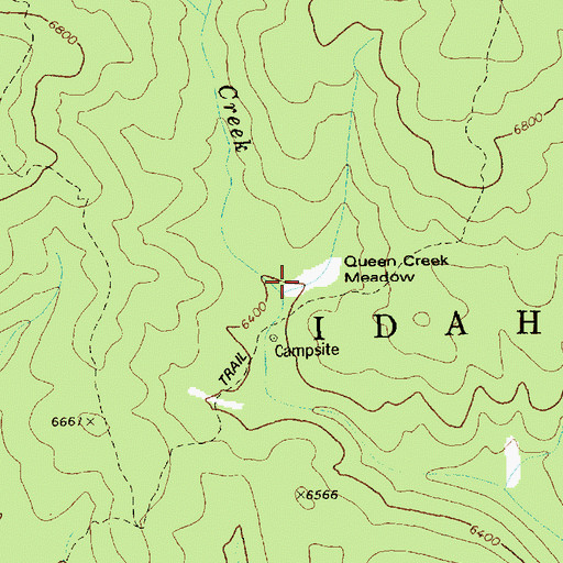 Topographic Map of Queen Creek Meadow, ID