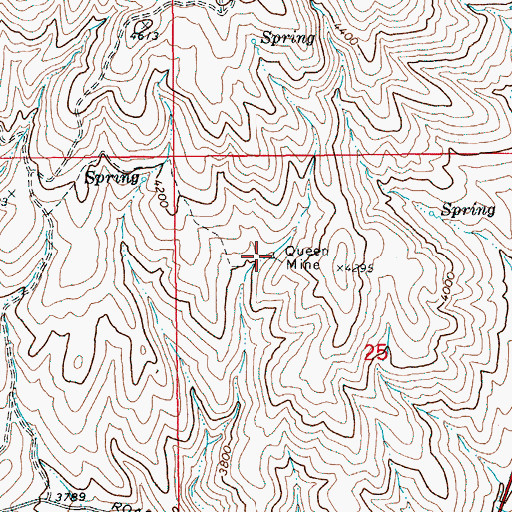 Topographic Map of Queen Mine, ID