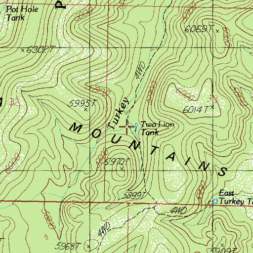 Topographic Map of Two Lion Tank, AZ