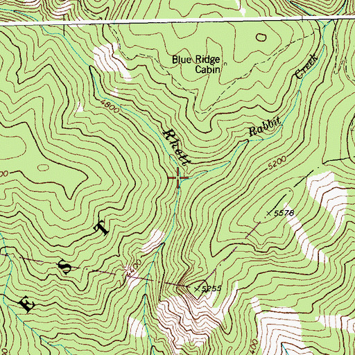 Topographic Map of Rabbit Creek, ID