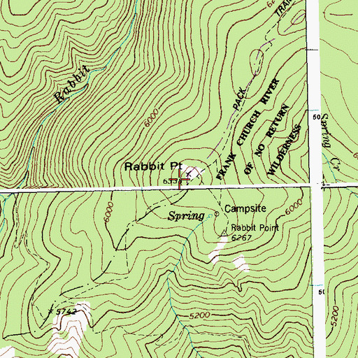 Topographic Map of Rabbit Point, ID
