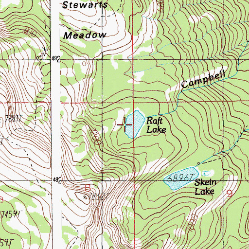 Topographic Map of Raft Lake, ID