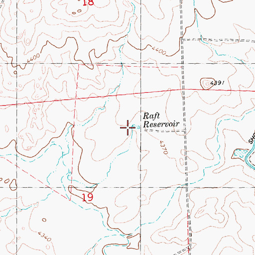 Topographic Map of Raft Reservoir, ID