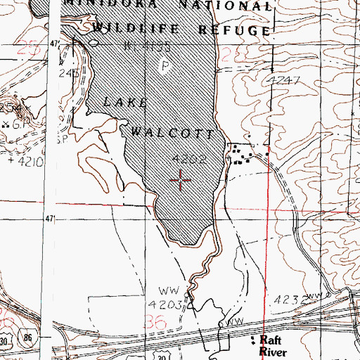 Topographic Map of Raft River, ID