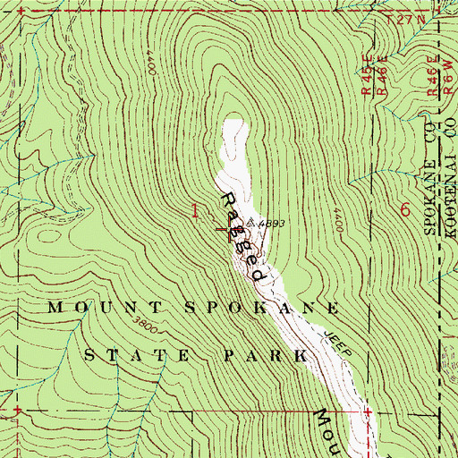 Topographic Map of Ragged Mountain, ID