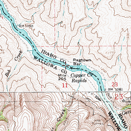Topographic Map of Ragtown Bar, ID