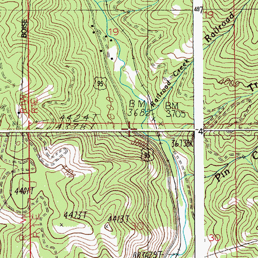 Topographic Map of Railroad Creek, ID