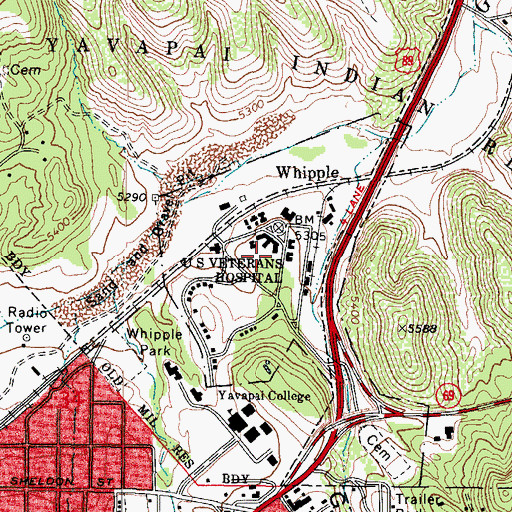 Topographic Map of Northern Arizona Veterans Affairs Health Care System, AZ