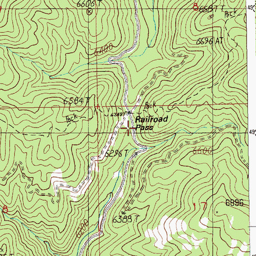 Topographic Map of Railroad Pass, ID