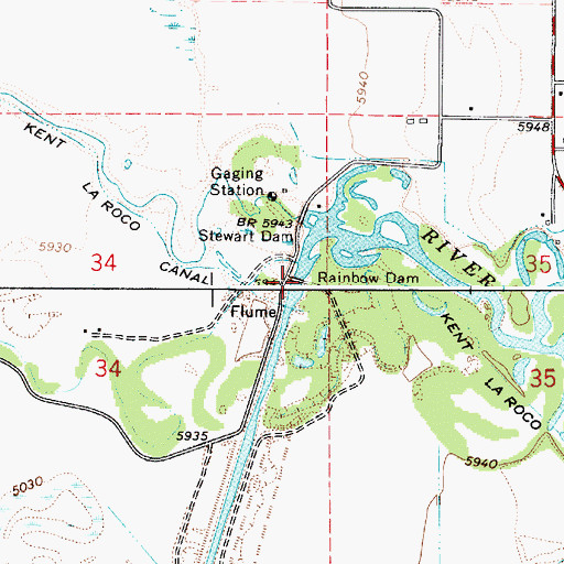 Topographic Map of Rainbow Dam, ID