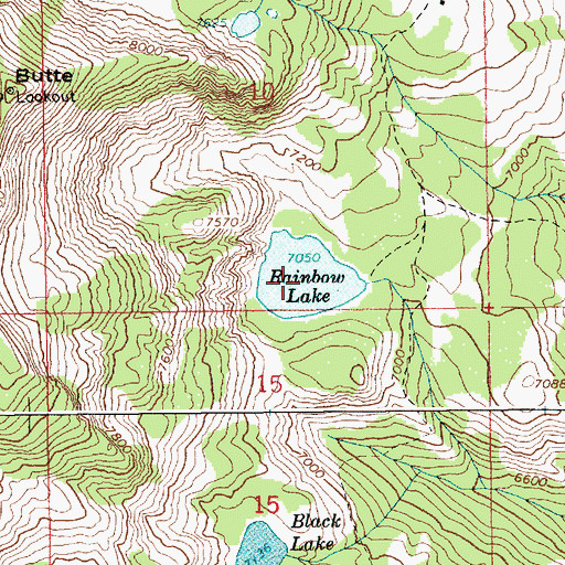 Topographic Map of Rainbow Lake, ID