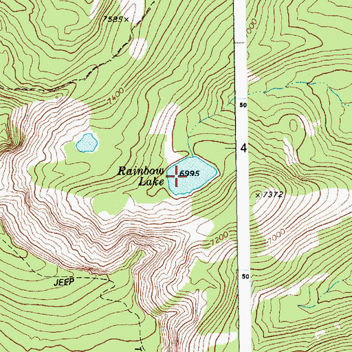 Topographic Map of Rainbow Lake, ID