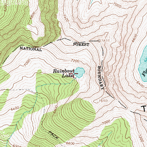 Topographic Map of Rainbow Lake, ID