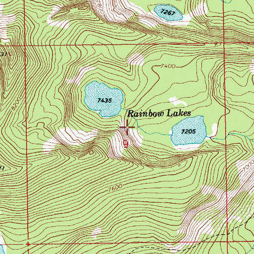 Topographic Map of Rainbow Lakes, ID