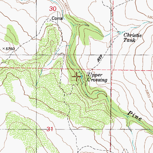 Topographic Map of Upper Crossing, AZ