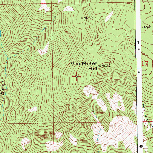 Topographic Map of Rainbow Saddle, ID