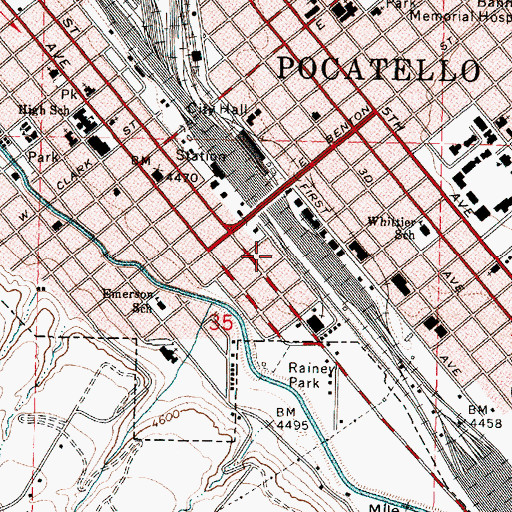 Topographic Map of Rainey Park, ID