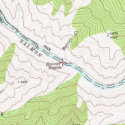 Topographic Map of Rainier Creek, ID